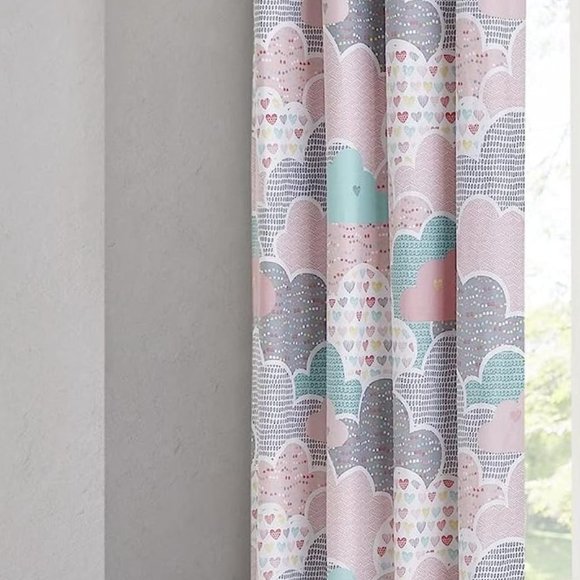 Pink Novelty Fluffy Cloud Print Window Single Panel 50"Wx 63"L Blackout Thermal - Picture 2 of 4